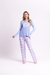 Pijama Longo Manga Longa Gatos Fofos Azul Claro - comprar online