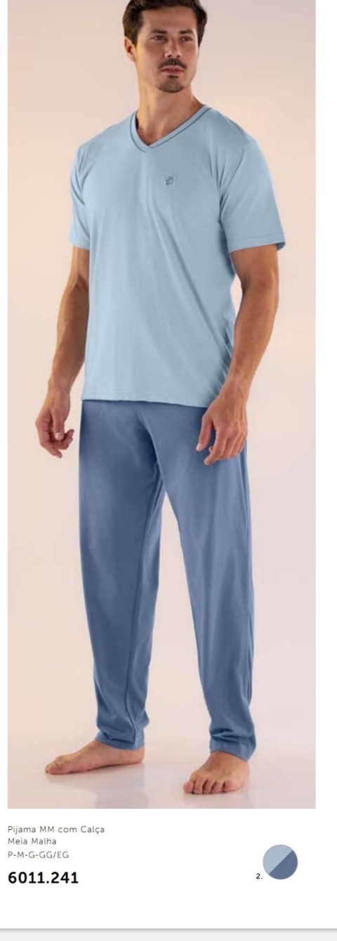 6011.241 PIJAMA MEIA MANGA COM CALCA EM MEIA MALHA MASCULINO / AUTORIA / P