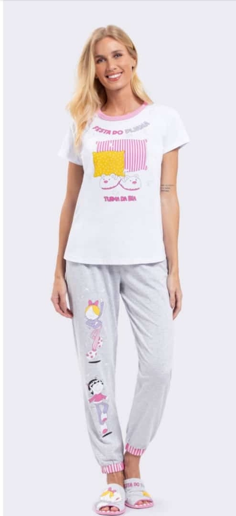21.13.00760001.0001XXG - Pijama Manga Curta com Calça Branco
