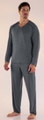 060191 PIJAMA MANGA LONGA COM CALCA EM VISCOLYCRA MASCULINO / MESCLA PRETO / P