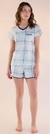 Pijama Meia Manga Com Shorts Em Malha Rotativa Feminino Xadrez Serenity