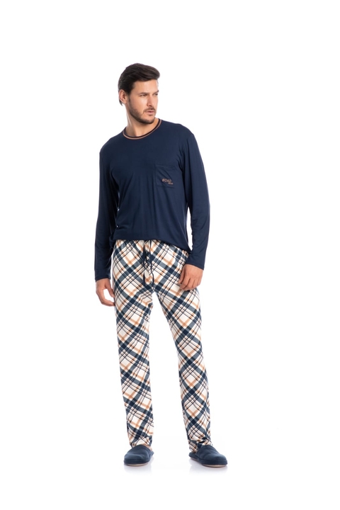 Pijama Chess Longo Masculino Marinho