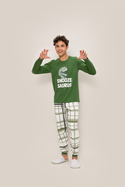 28.01.0034 PIJAMA JUV MASC ML SNOOZE SAURUS - UNICA - 14