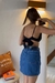 Pollera mini cargo azul - DIABLA BOUTIQUE