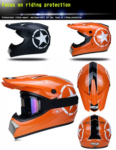 Imagen de Casco de moto para niños, Bicicleta todoterreno, Descenso, AM, DH, Cross, Motocross, 3 piezas de regalo