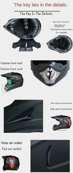 Casco de moto para niños, Bicicleta todoterreno, Descenso, AM, DH, Cross, Motocross, 3 piezas de regalo