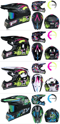 Casco de moto para niños, Bicicleta todoterreno, Descenso, AM, DH, Cross, Motocross, 3 piezas de regalo - comprar en línea