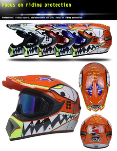 Casco de moto para niños, Bicicleta todoterreno, Descenso, AM, DH, Cross, Motocross, 3 piezas de regalo