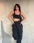 CALÇA SARJA FEMININA PARACHUTE CARGO CINTURA MÉDIA COM REGULADORES