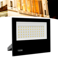 Refletor Led 100w Holofote Bivolt Prova Dágua Luz Branco Forte - LOJAMINHALUS