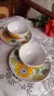 2 juegos de taza y plato Hartford pintado a mano - Boutique Vintage Bahía 