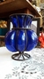 Florero azul de vidrio y Hierro - comprar online