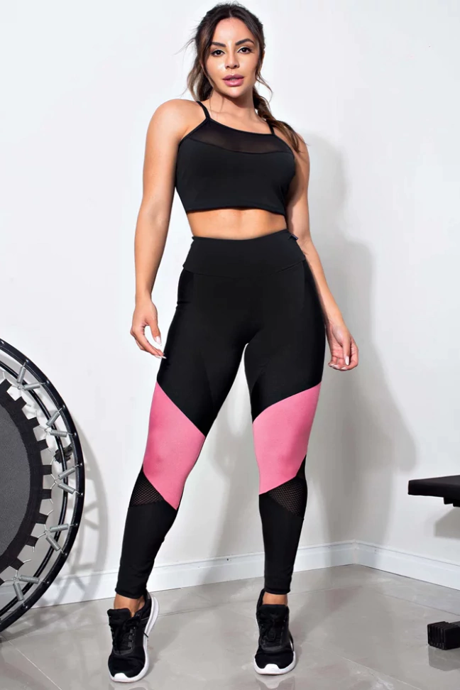 Conjunto Fitness Madrid - Preto/Rosê