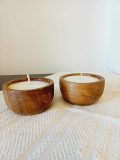 Vela en cuenco de madera chico