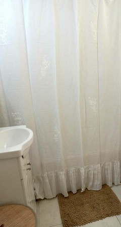 Cortina de baño gasa de algodón con volado