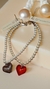 COLLAR DE PERLAS CORAZON GRIS