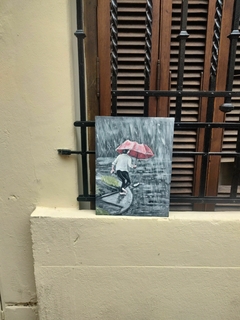Ojotas in the rain (obra original) - comprar online