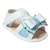 Sandálinha Bebê Menina Infantil Recém Nascido Branco/Azul BB Linda Sola em EVA Super Leve Macia Confortável