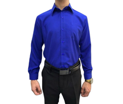 CAMISA SOCIAL MICROFIBRA MANGA LONGA TRADICIONAL AZUL ROYAL