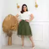 SAIA MIDI TULE VERDE MILITAR