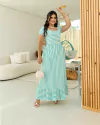 VESTIDO LONGO MALHA VERDE LISTRADO