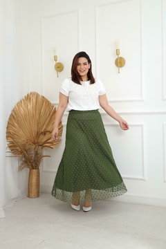 SAIA LONGA TULE VERDE MILITAR - comprar online