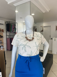 BLUSA ARUNA LINHO MISTO BEGE FLORAL - VIA SINAI