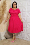 VESTIDO MIDI VISCOLINHO ROSA PINK PLUS