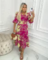 VESTIDO MIDI DUNA ROXO/VERDE