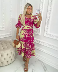 VESTIDO MIDI DUNA ROXO/VERDE