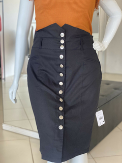 SAIA JEANS CINTURA ALTA COM BOTÕES FUNCIONAIS PRETO