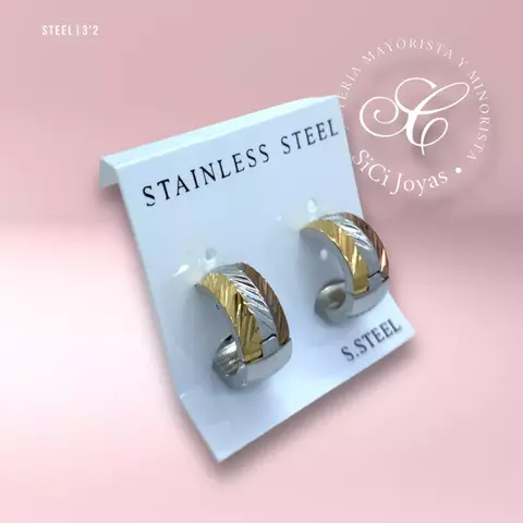 Argollitas acero tricolor textura