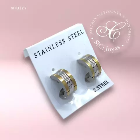 Argollitas acero bicolor lines