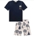 Conjunto de Camiseta em Meia Malha e Bermuda em Molecotton Azul Marinho - Ref 77035 - LucBoo