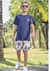Conjunto de Camiseta em Meia Malha e Bermuda em Molecotton Azul Marinho - Ref 77035 - LucBoo - comprar online