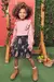 Conjunto de Blusa Cropped em Malha Wave e Saia em Tule Comfy (Com Shorts Embutido) 70545 Kukiê