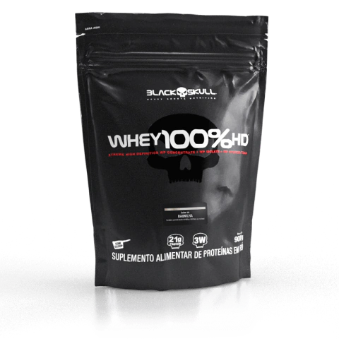 WHEY 100% HD REFIL BLACK SKULL - 900G (WPC, WPI E WPH)