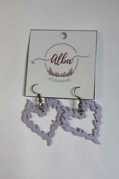 AROS CORAZON FUEGO LILA 3D