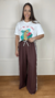 Calça Pantalona Preta com Listras Brancas - Annis - loja online