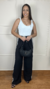 Imagem do Calça Pantalona Preta com Listras Brancas - Annis