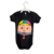 Body bebê preto com estampa do personagem Kiko, do seriado Chaves.