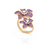 Anel Flor Duas Pontas Esmaltada Violeta