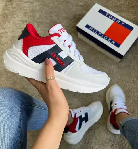 Tênis Tommy Hilfiger Branco Azul Vermelho - comprar online