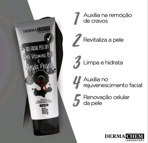 Dermachem Gel PEEL OFF Facial Argila Negra E Pró Vitamina