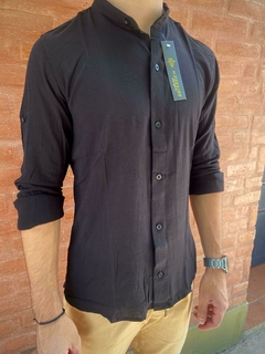 Camisa de lino cuello mao