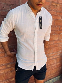 Camisa de lino cuello mao