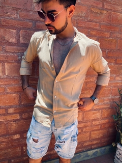 Camisa de lino cuello mao - comprar online