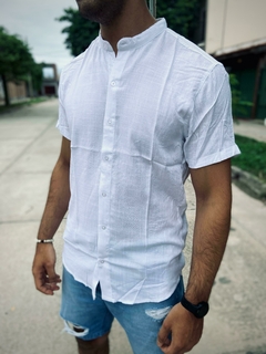 Camisa de lino cuello mao