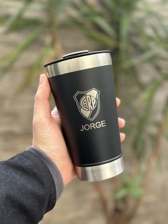 vaso acero termico con destapador + grabado