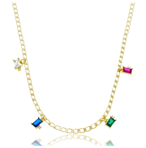 Colar Quadrados Coloridos 40CM